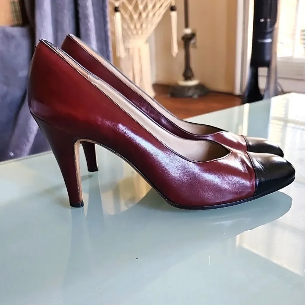 Ferragamo Leather Heels Quiet Luxury Retro Elegance Size 7